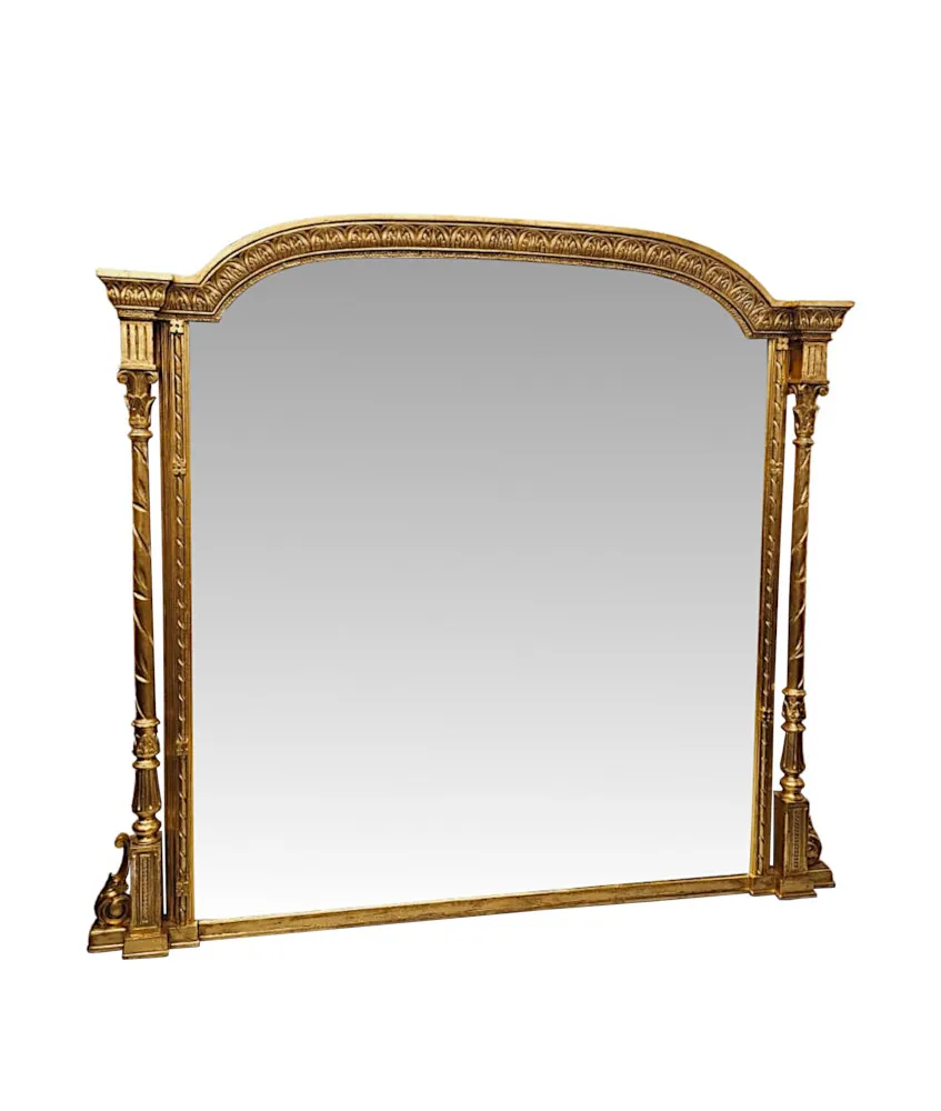 An Exceptional Massive 19th Century Giltwood Overmantel Mirror