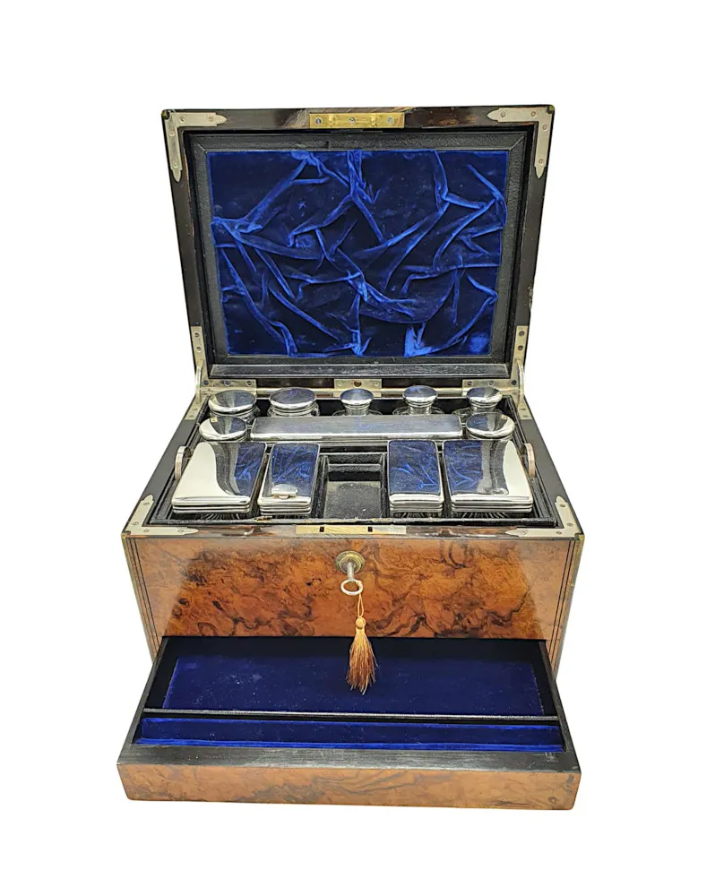 A Very Fine 19th Century Brass Bound Ladies Travelling Vanity Case