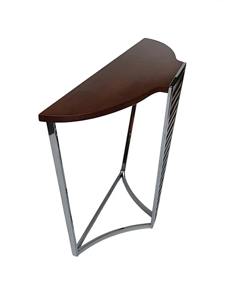 A Fabulous Art Deco Style Walnut and Chrome Console Table