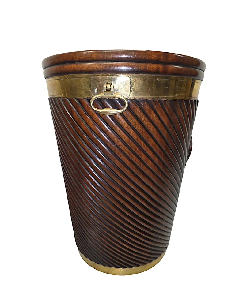 A Stunning Hand Carved Irish Design Large Peat Bucket