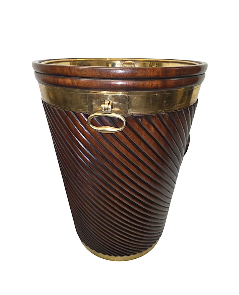 A Stunning Hand Carved Irish Design Large Peat Bucket