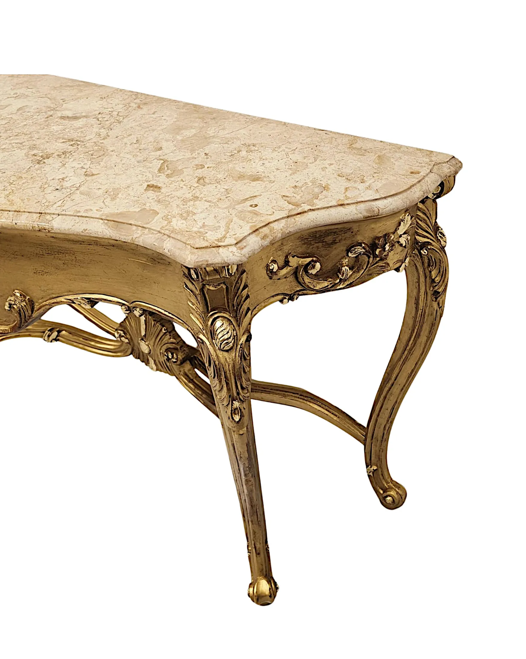  A Very Fine Early 20th Century Marble Top Giltwood Console Table