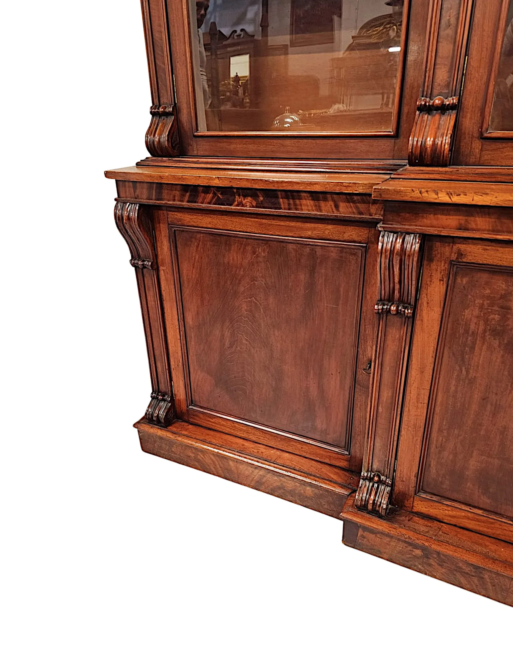 A Very Rare 19th Century Irish Four Door Breakfront Bookcase Labelled 'Strahan of Dublin'