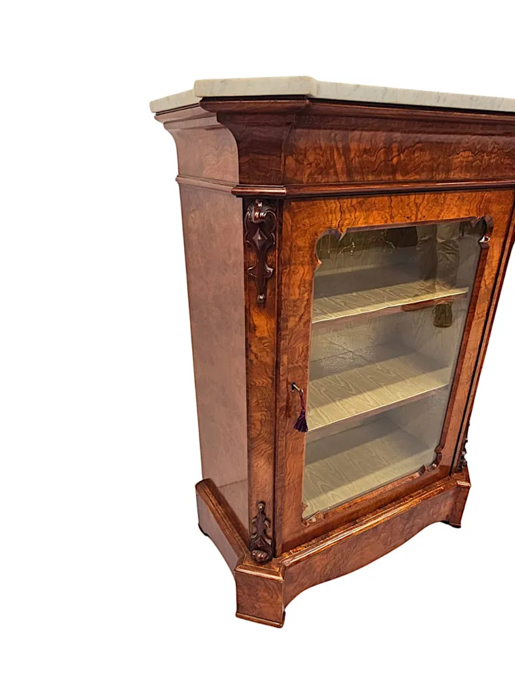A Very Rare Pair of 19th Century Carrara White Marble Top Cabinets