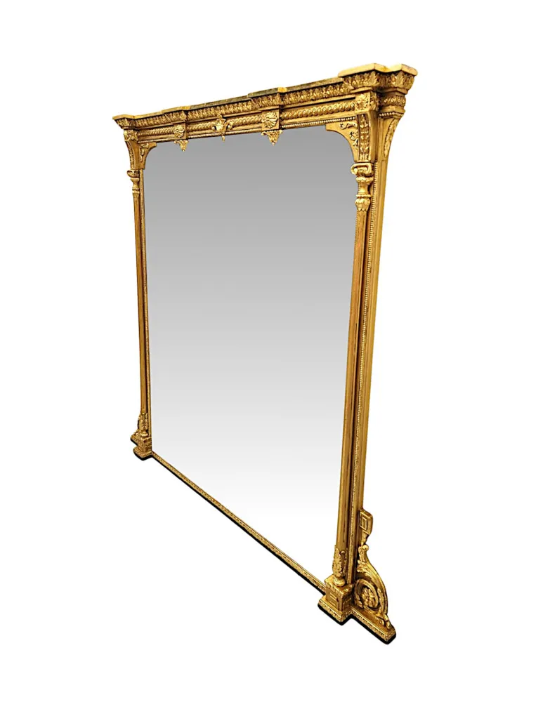 A Stunning Large 19th Century Giltwood Overmantel Mirror