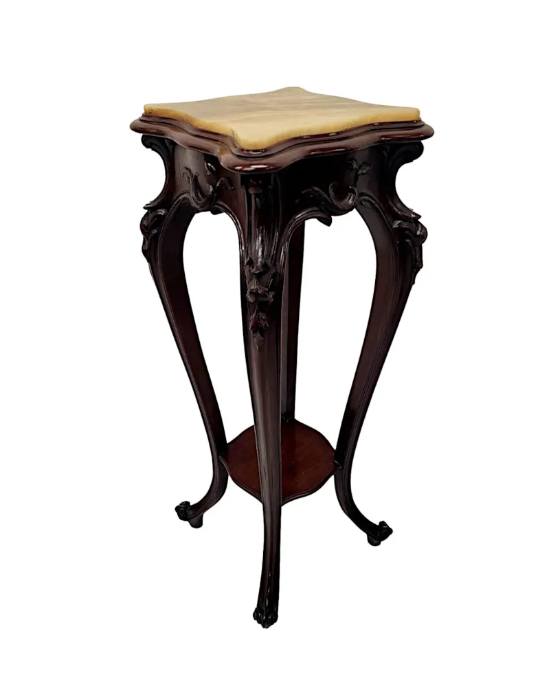 A Stunning Pair of 19th Century Alabaster Top Plant or Bust Stands