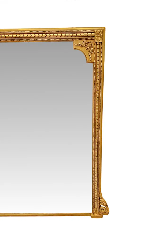 A Stunning 19th Century Rectangular Giltwood Overmantel Mirror
