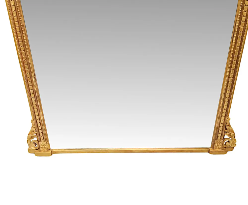 A Stunning 19th Century Rectangular Giltwood Overmantel Mirror