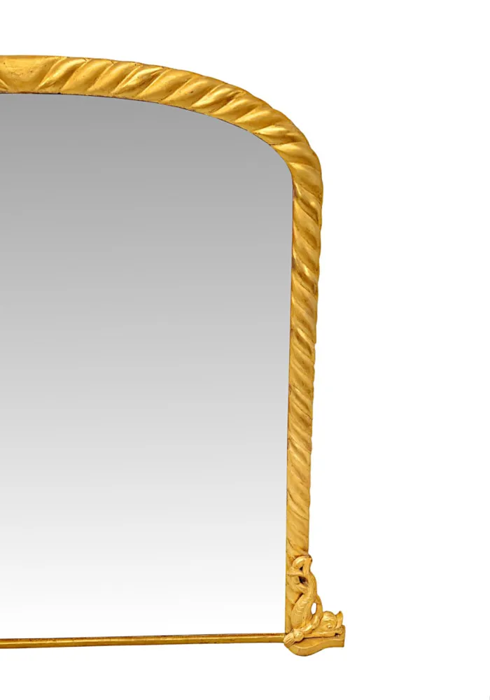 A Fabulous 19th Century Elegant Giltwood Archtop Overmantel Mirror