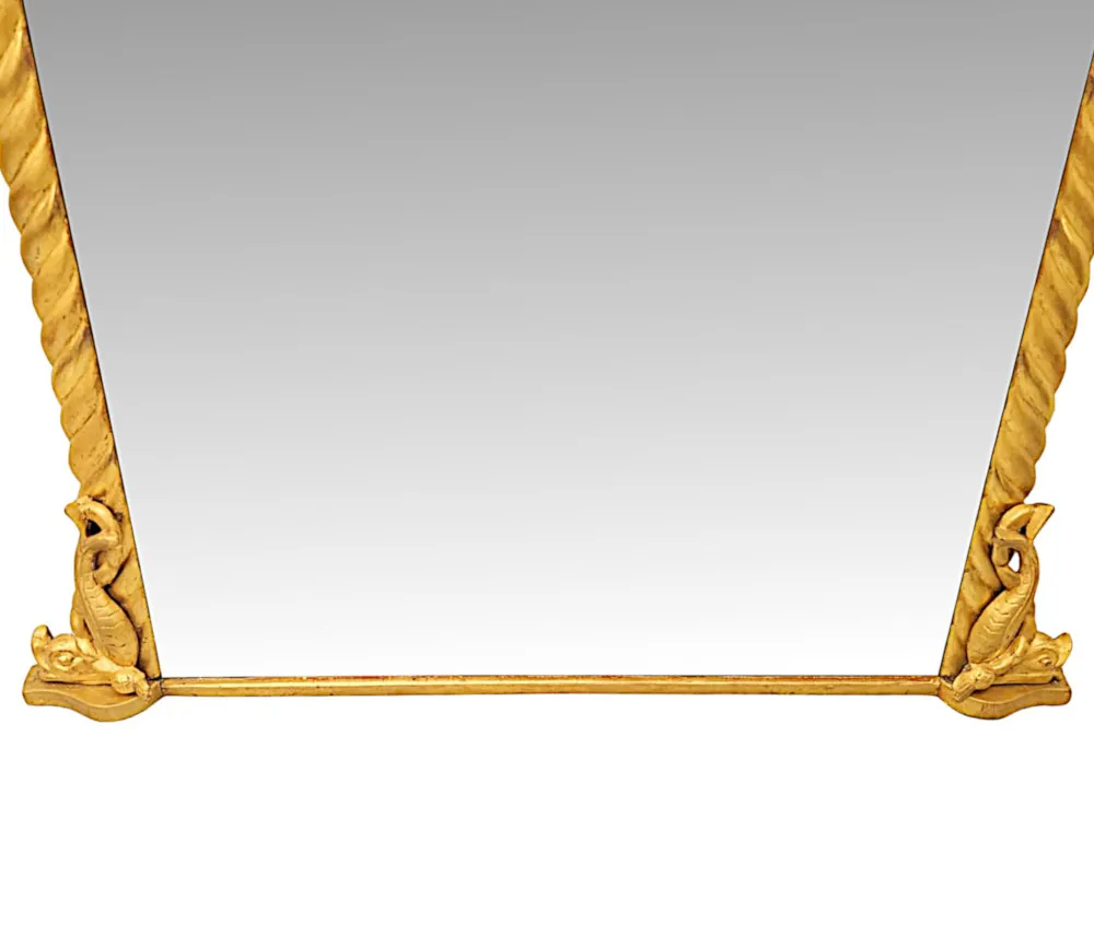 A Fabulous 19th Century Elegant Giltwood Archtop Overmantel Mirror