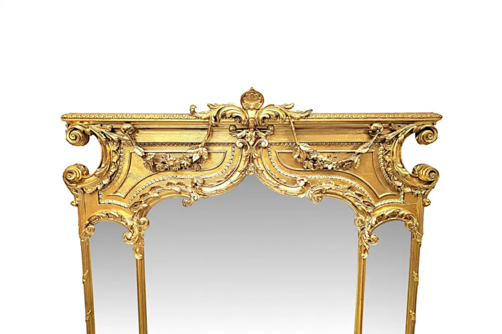  A Very Rare and Impressive 19th Century Giltwood Margin Overmantel Mirror