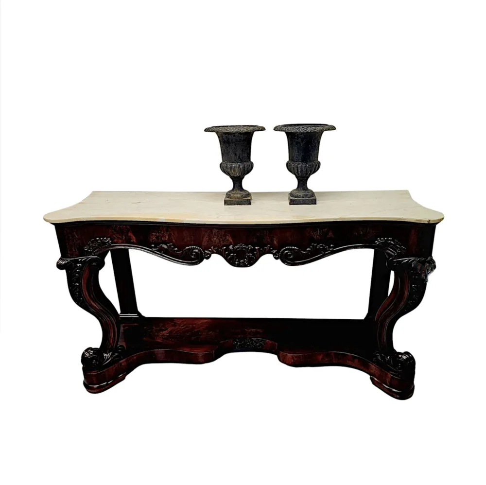  A Fabulous Pair of 19th Century Large Heavy Cast Iron Garden Urns