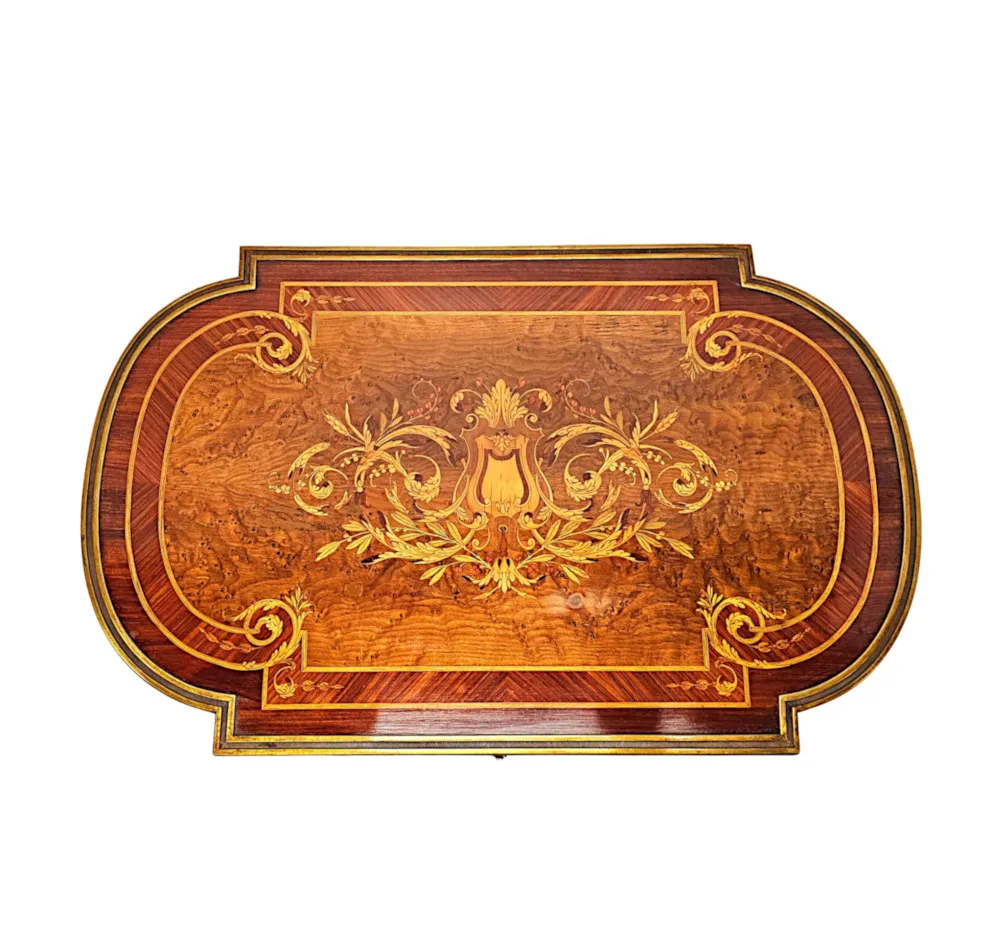 A Very Rare Late 19th Century Marquetry Inlaid Ladies Work or Lamp Table