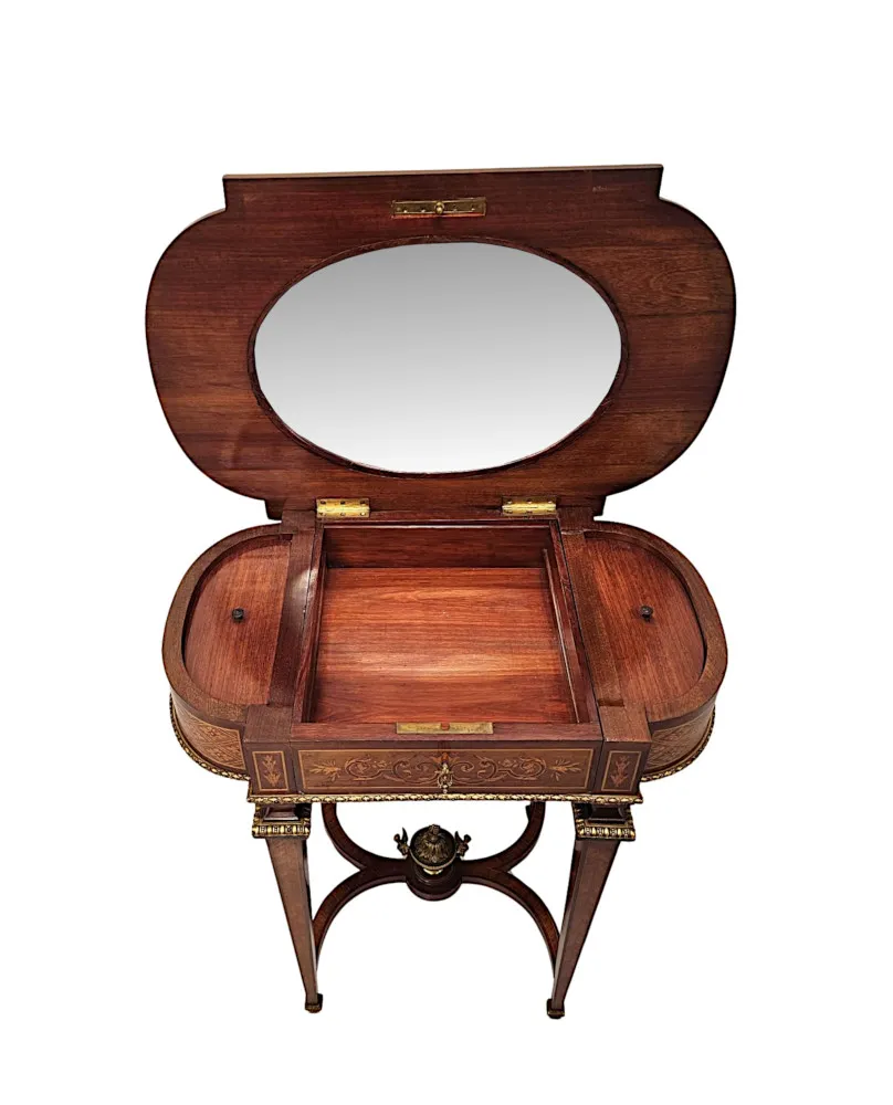 A Very Rare Late 19th Century Marquetry Inlaid Ladies Work or Lamp Table