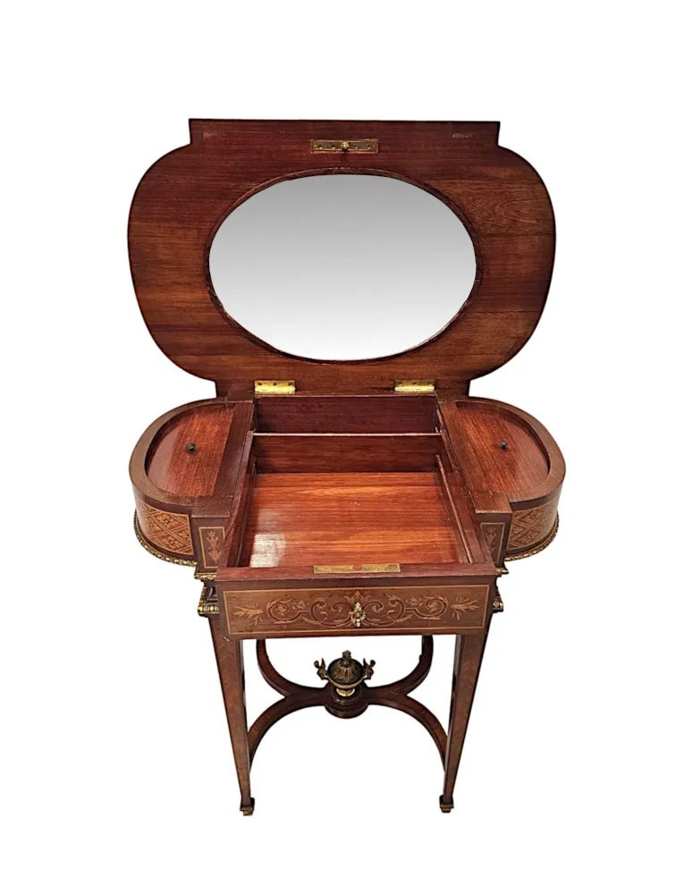 A Very Rare Late 19th Century Marquetry Inlaid Ladies Work or Lamp Table