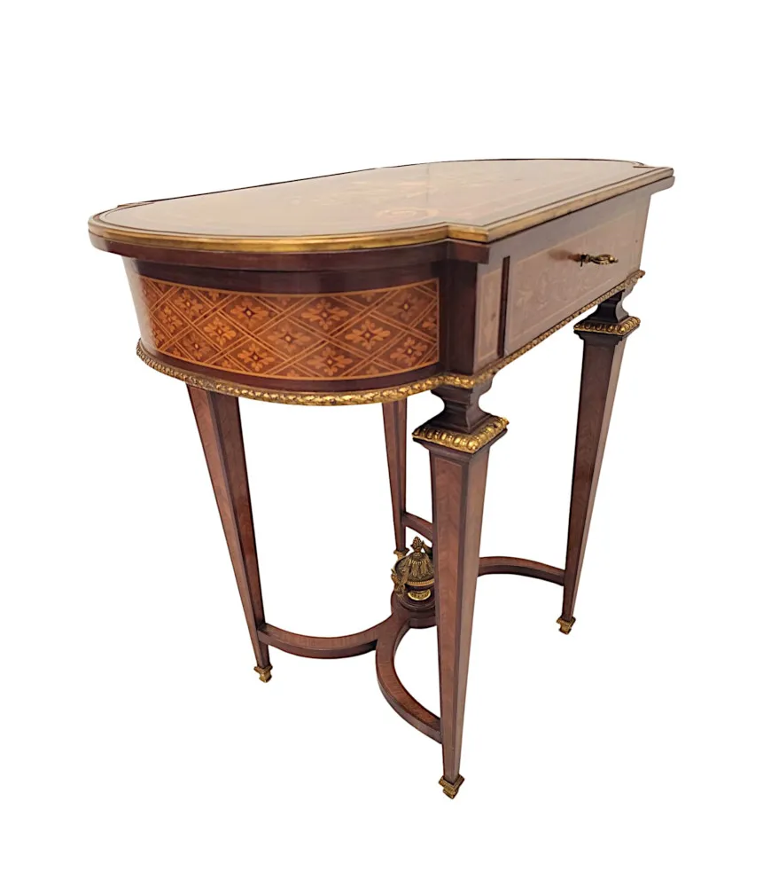 A Very Rare Late 19th Century Marquetry Inlaid Ladies Work or Lamp Table