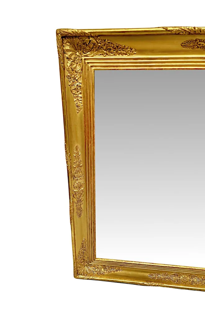 A Fabulous Large Size 19th Century Giltwood Overmantel or Hall Mirror
