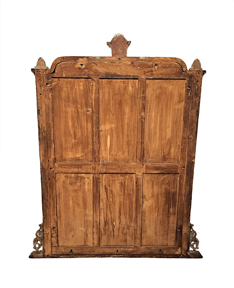 A Fabulous and Unusual Large 19th Century Overmantel Mirror with Distressed Painted Finish