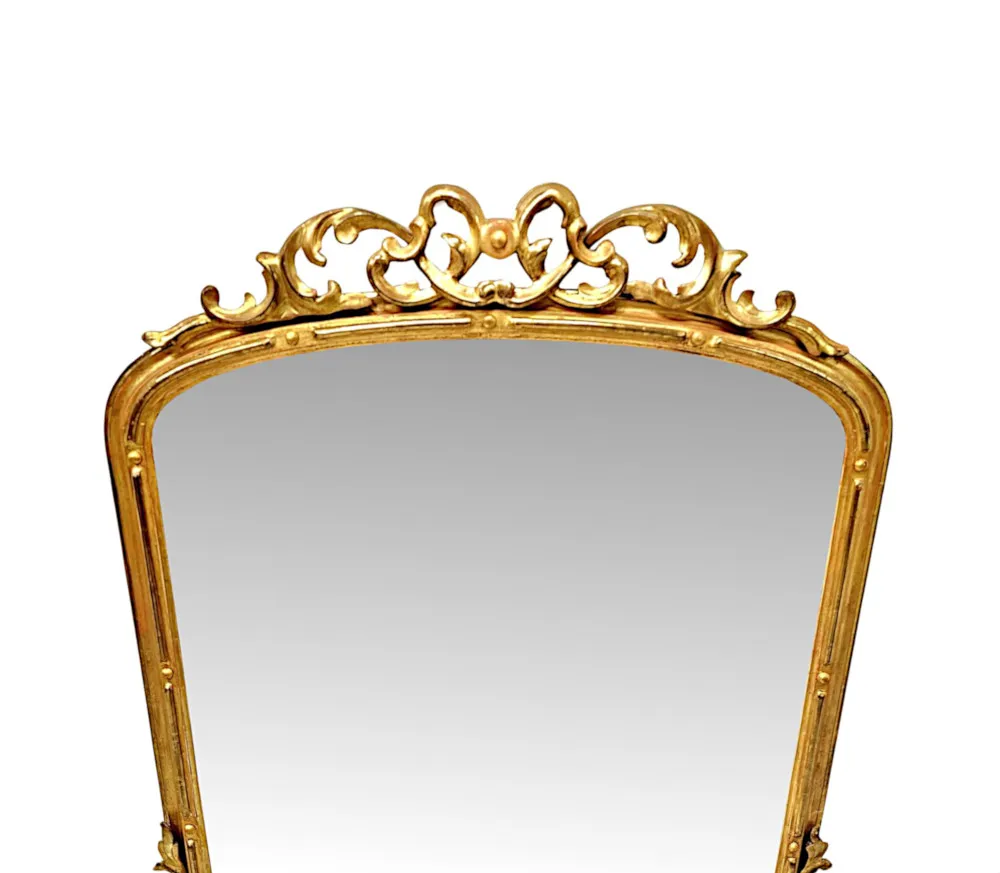 A Stunning Neat Size 19th Century Giltwood Archtop Overmantel Mirror