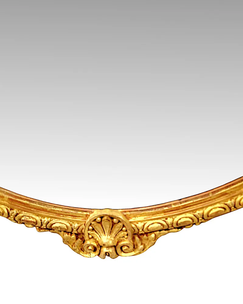A Very Rare Large 19th Century Giltwood Oval Overmantel Mirror 