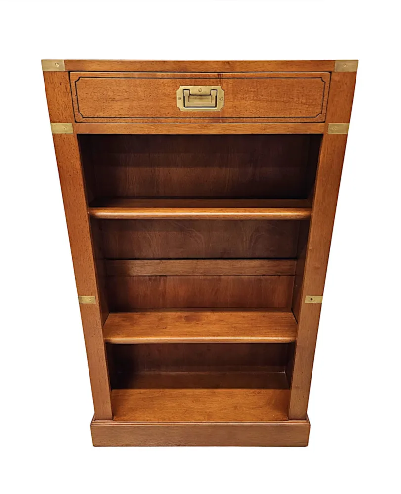  A Gorgeous Hand Made Brass Mounted Campaign Style Open Bookcase 