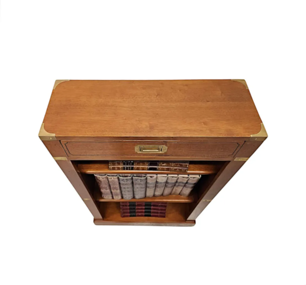 A Gorgeous Hand Made Brass Mounted Campaign Style Open Bookcase 