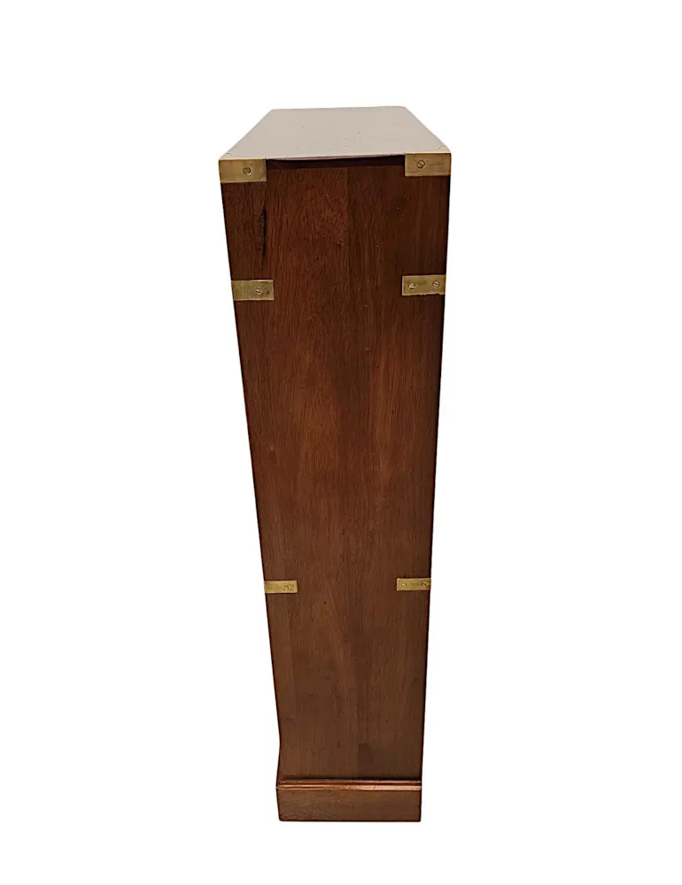  A Gorgeous Hand Made Brass Mounted Campaign Style Open Bookcase 