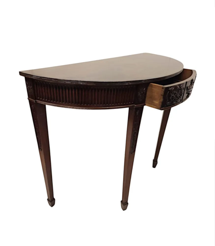 A Very Rare Pair of Late 19th Century Adams Design Demi-Lune Side or Console Tables