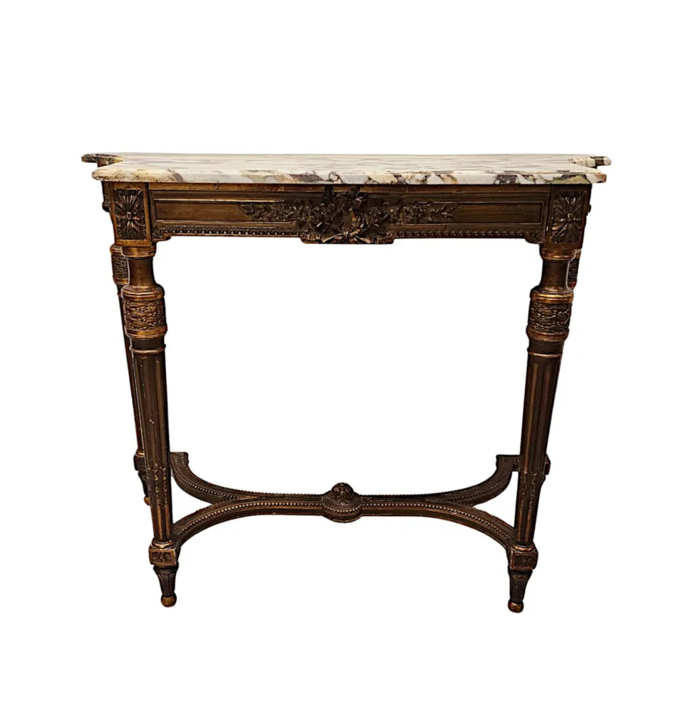 A Fabulous 19th Century Marble Top Giltwood Console Table