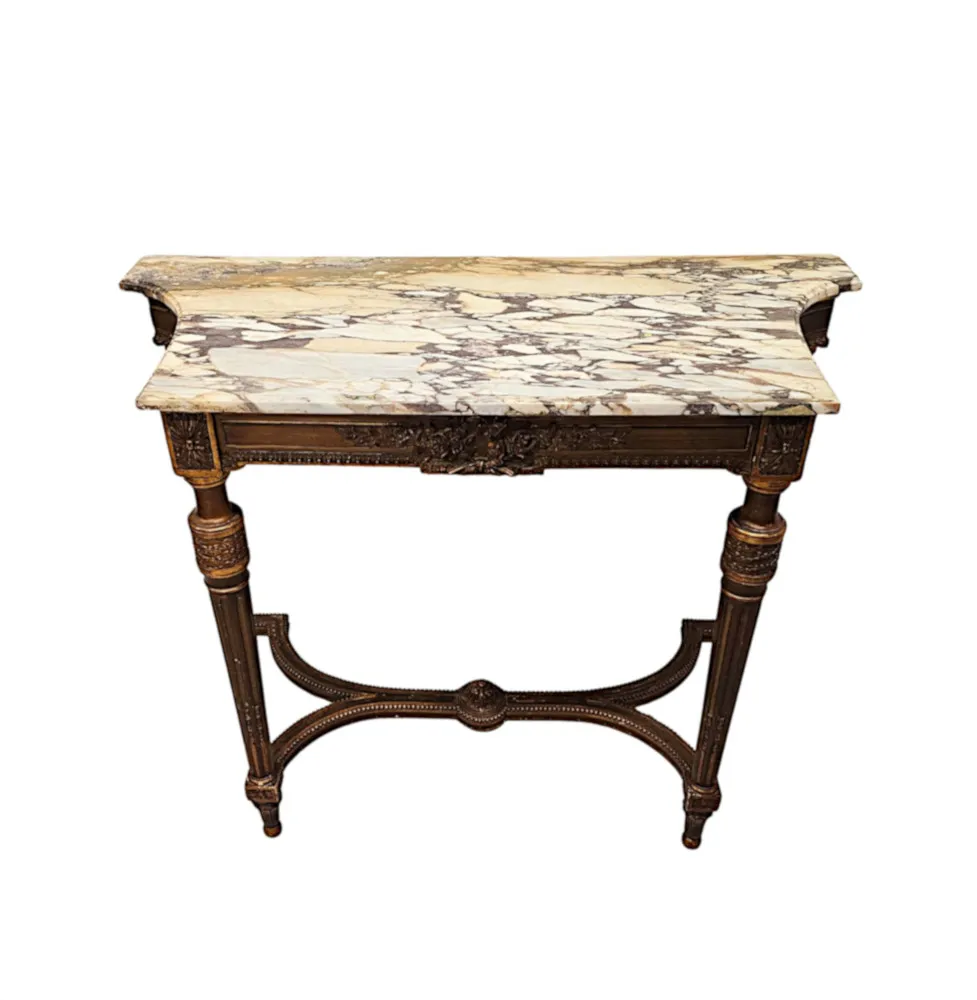 A Fabulous 19th Century Marble Top Giltwood Console Table