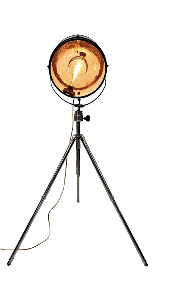  An Unusual Vintage Spot Light on 1960's Aluminium Tripod