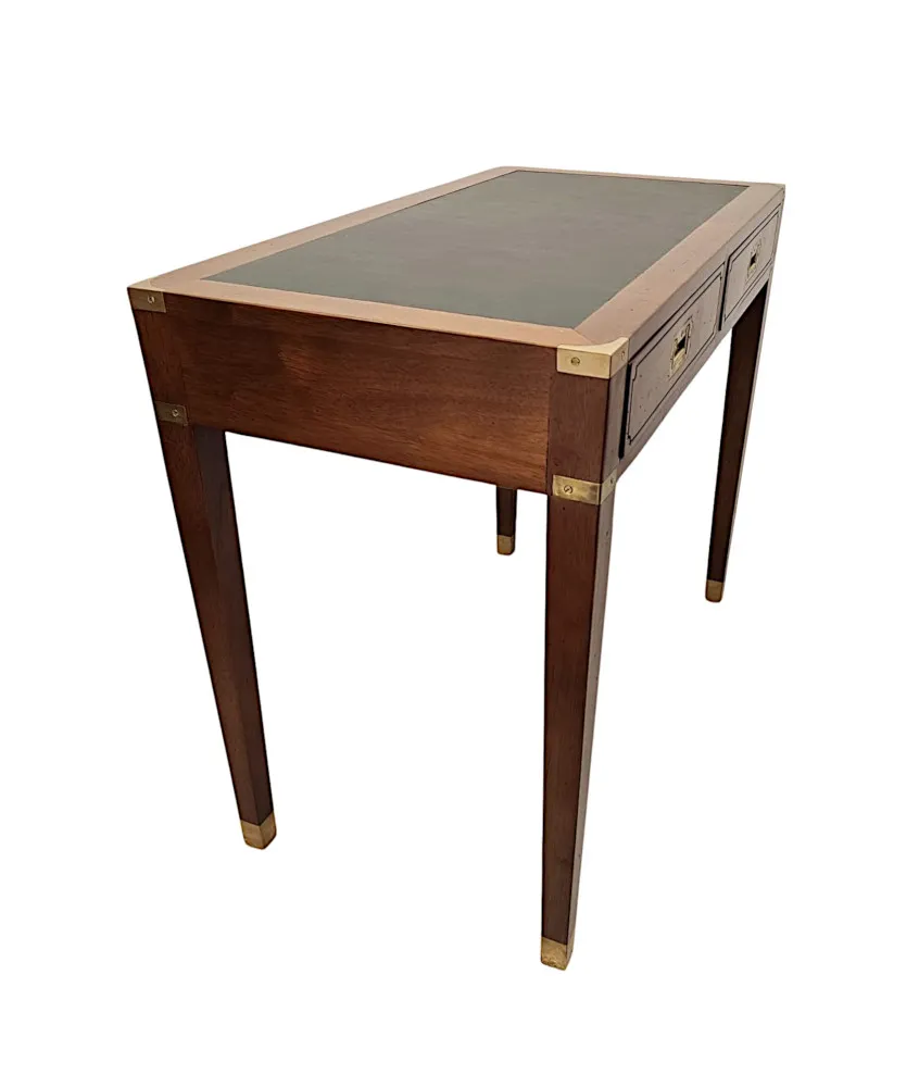 A Fabulous Walnut and Leather Campaign Style Desk