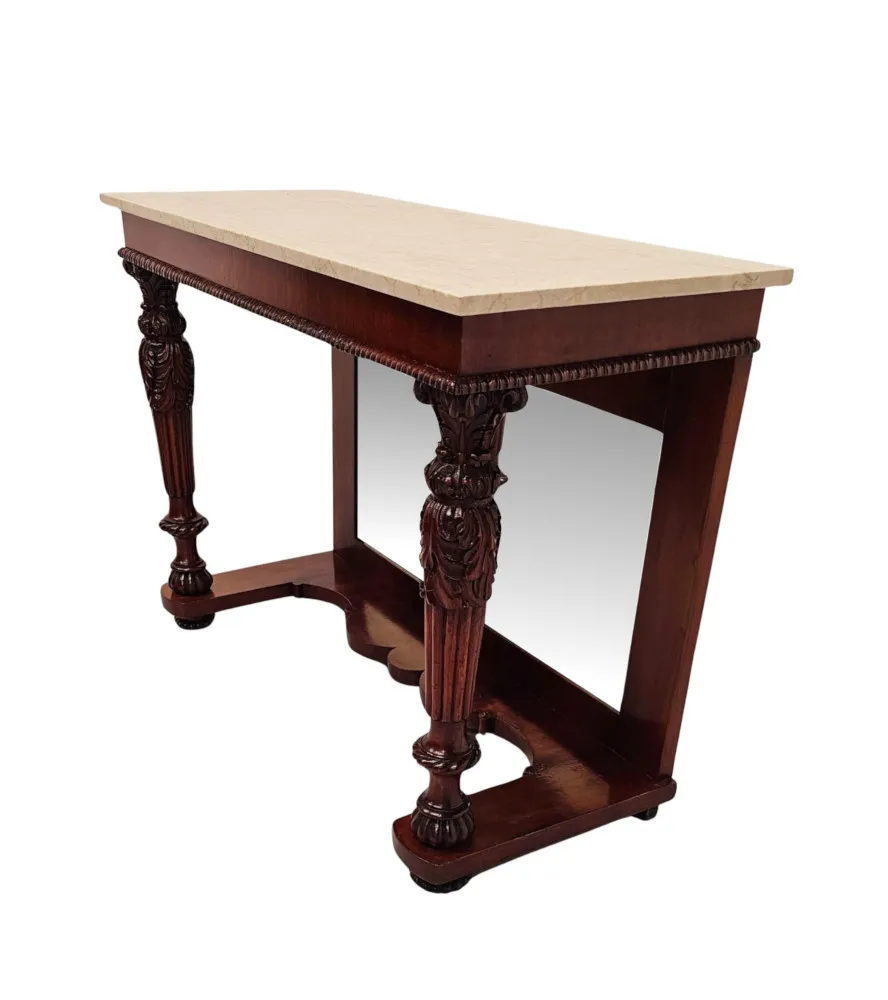 A Stunning 19th Century Marble Top Mirror Back Console Table