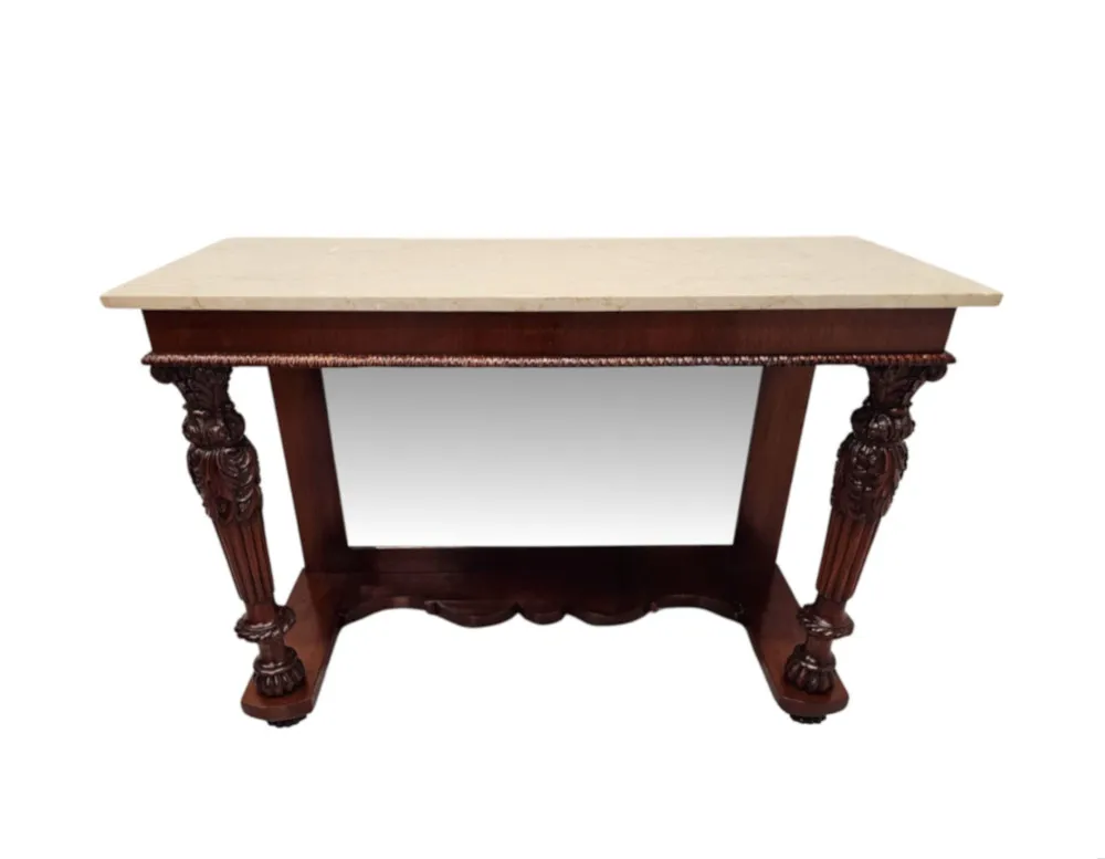 A Stunning 19th Century Marble Top Mirror Back Console Table