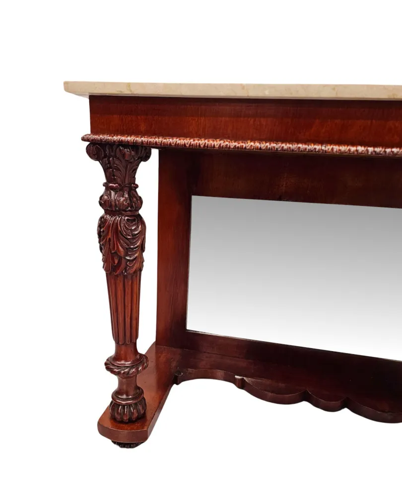 A Stunning 19th Century Marble Top Mirror Back Console Table
