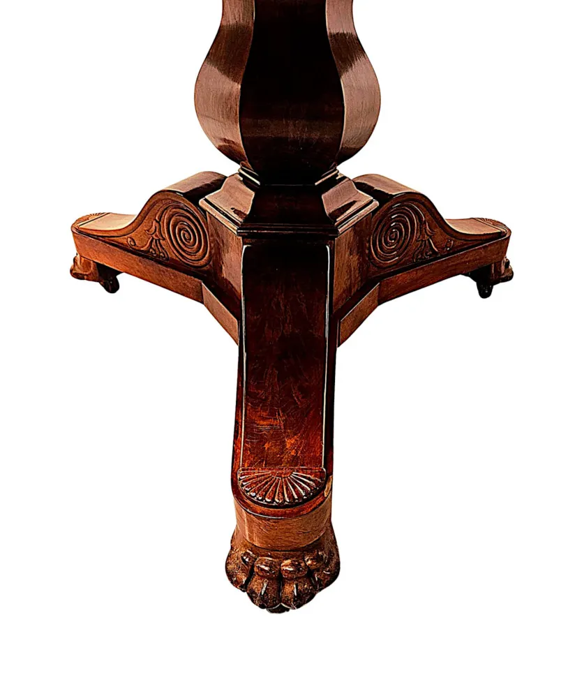  A Very Rare Large 19th Century Flame Mahogany Leather Top Drum Centre Table