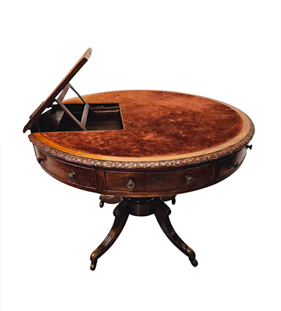 A Very Rare Early 19th Century Regency Revolving Drum Library Centre Table 