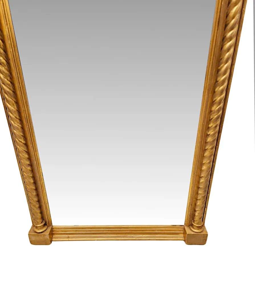A Very Fine Large 19th Century Giltwood Dressing or Leaner Mirror