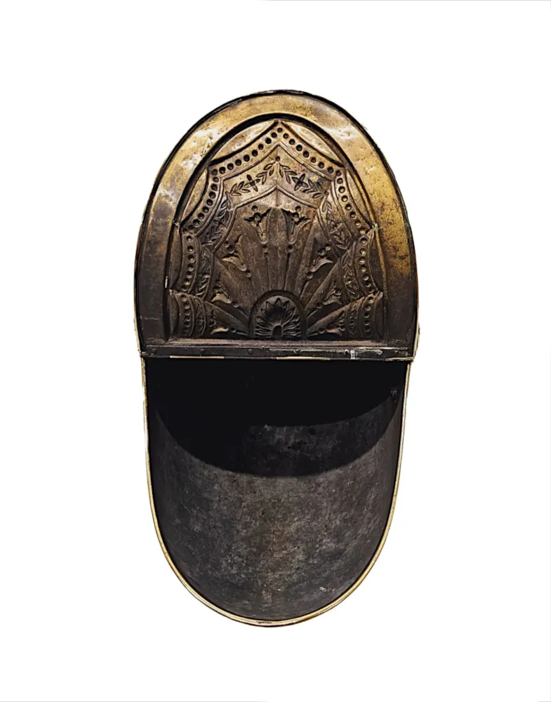  A Very Rare 19th Century Brass Lidded Coal Scuttle