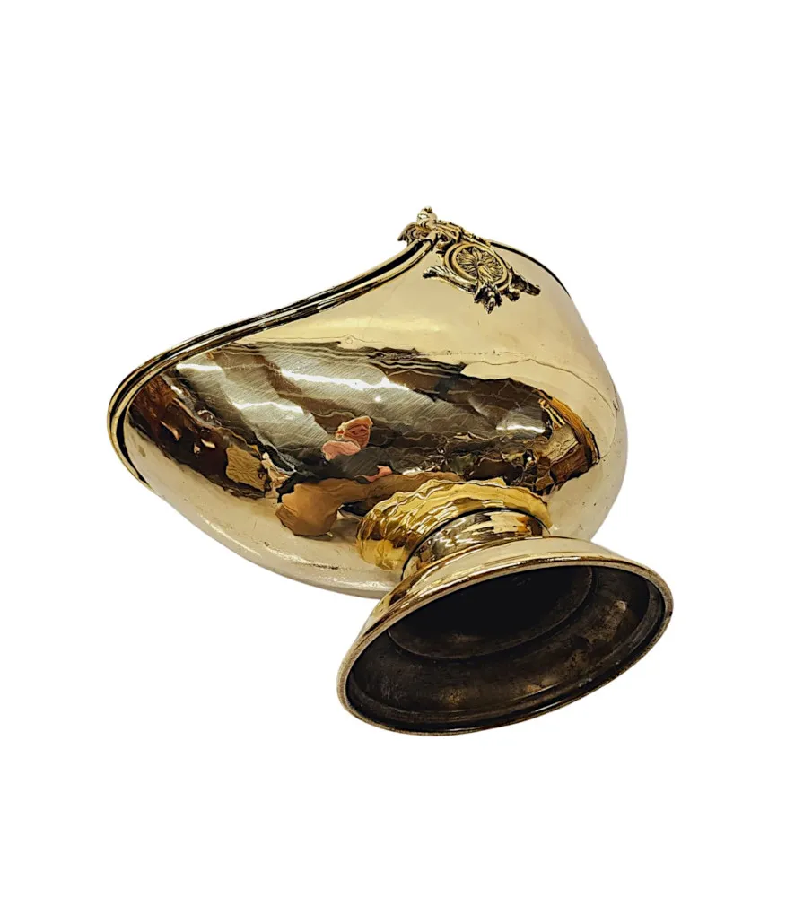  A Very Rare 19th Century Brass Lidded Coal Scuttle