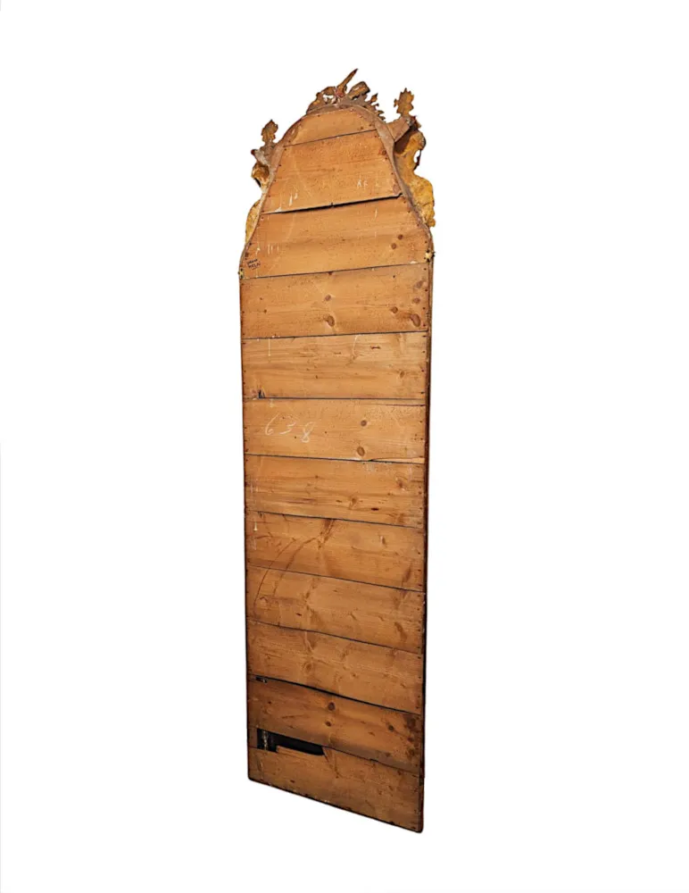 A Very Rare Tall and Narrow 19th Century Giltwood  Dressing, Pier or Hall Mirror