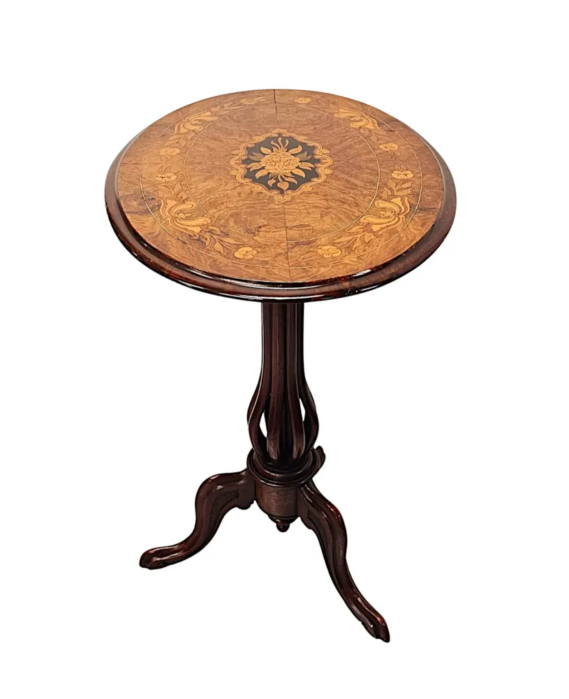 A Stunning 19th Century Marquetry Inlaid Flip Top Occasional or Lamp table