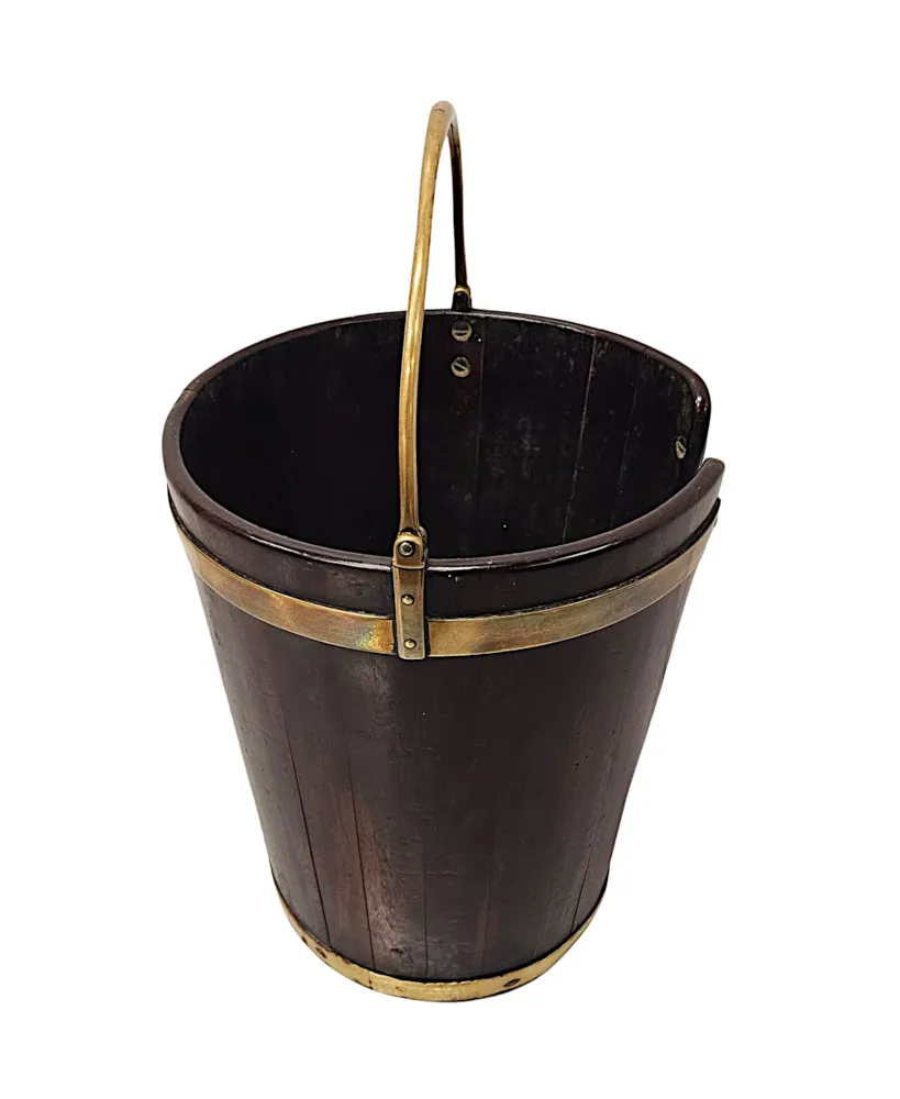  A Very Rare Georgian Irish Brass Bound Mahogany Plate Bucket