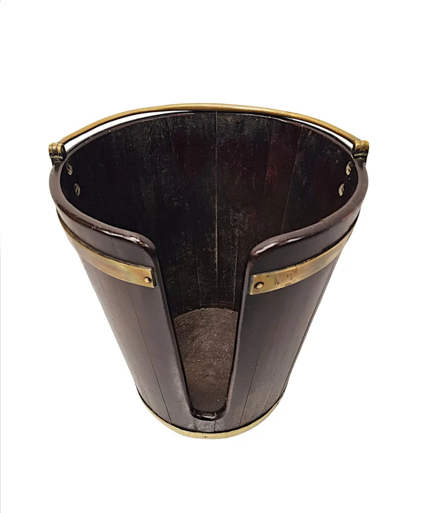  A Very Rare Georgian Irish Brass Bound Mahogany Plate Bucket