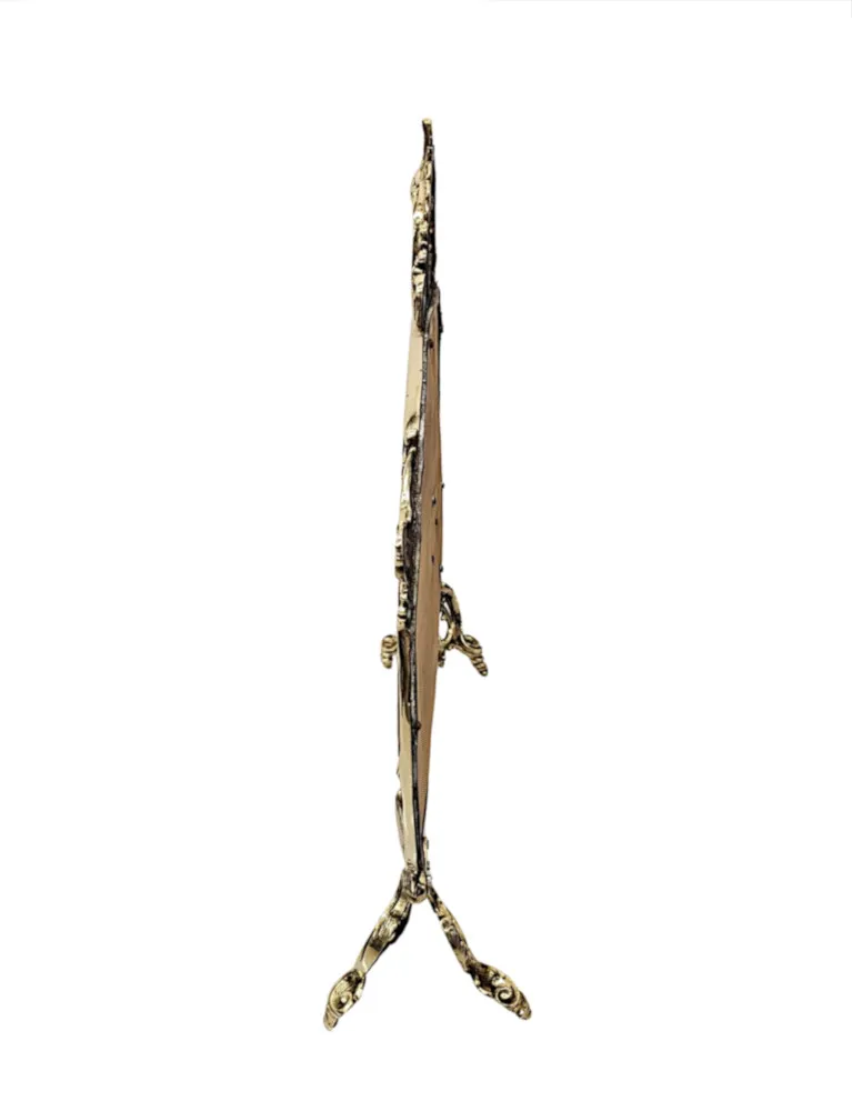 A Gorgeous 19th Century Polished  Brass Fire Screen in the Rococco Design with Cherub Detail