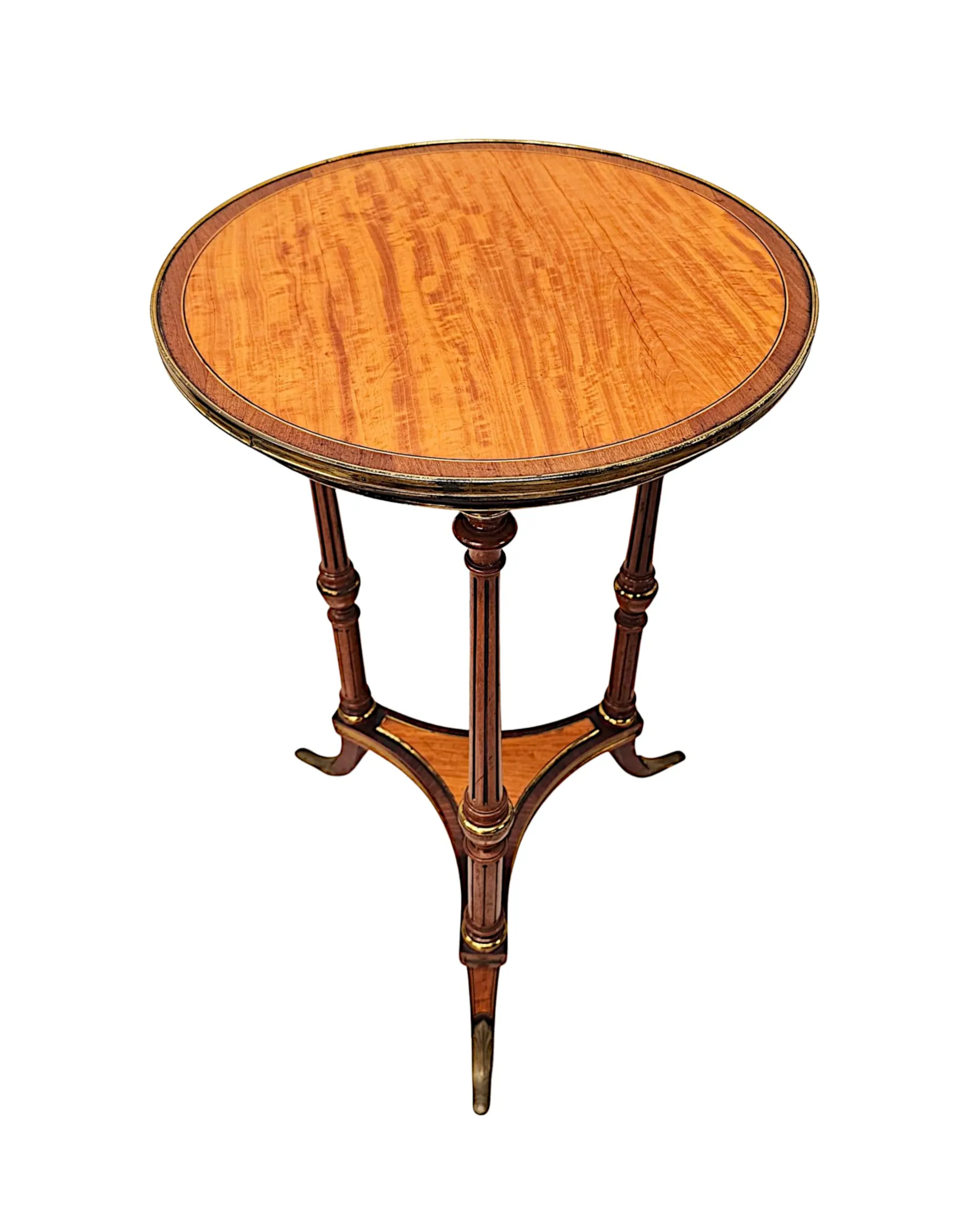 A Very Rare Edwardian Inlaid Occasional or Wine Table with Brass Fittings