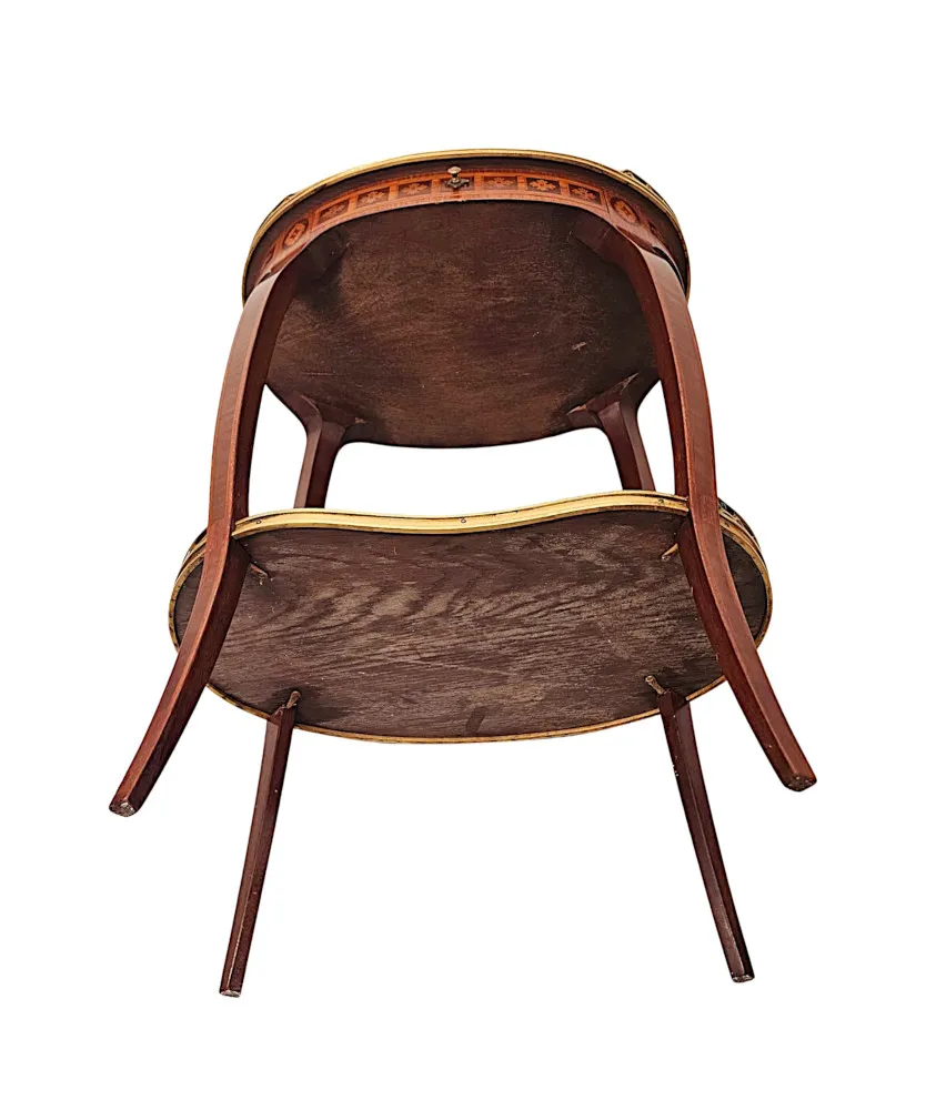 A Very Rare Early 20th Century Marquetry Inlaid Mahogany and Rosewood Lamp or Occasional Table Labelled 'Haentges Freres, Paris'