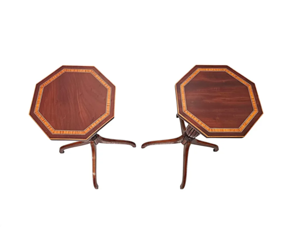 A Very Rare Pair of Edwardian Inlaid Tall Wine Tables