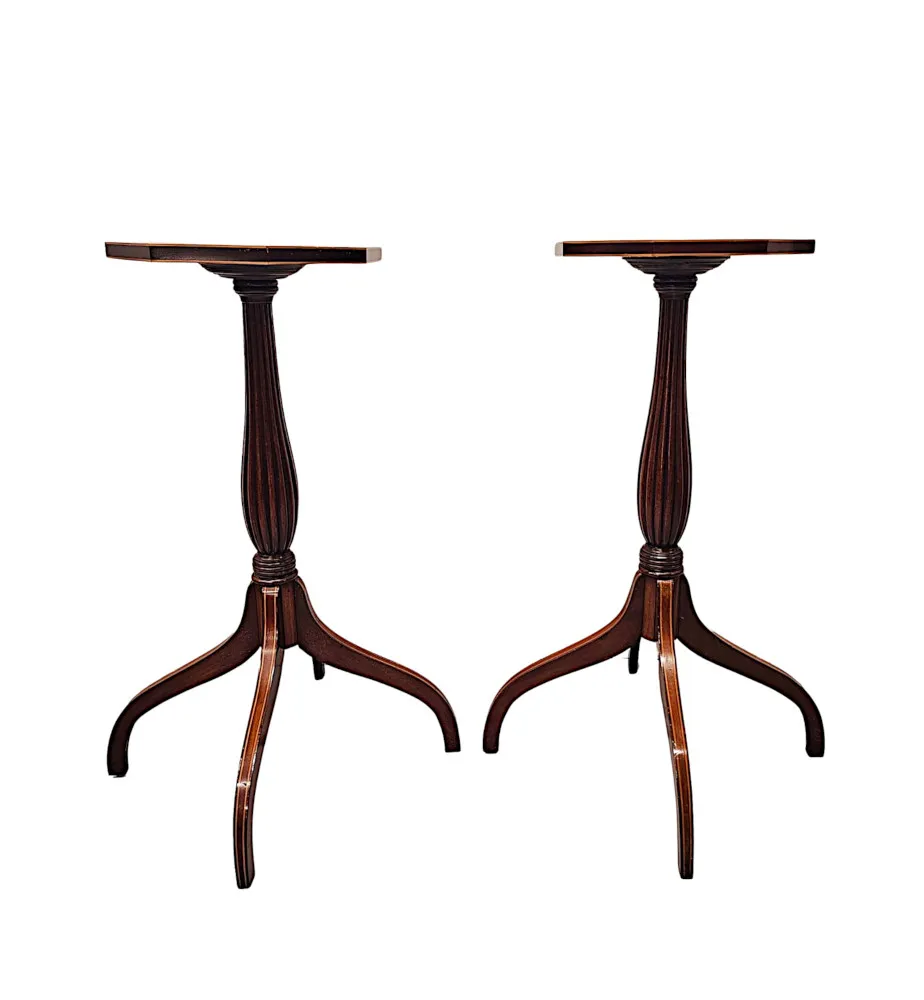 A Very Rare Pair of Edwardian Inlaid Tall Wine Tables