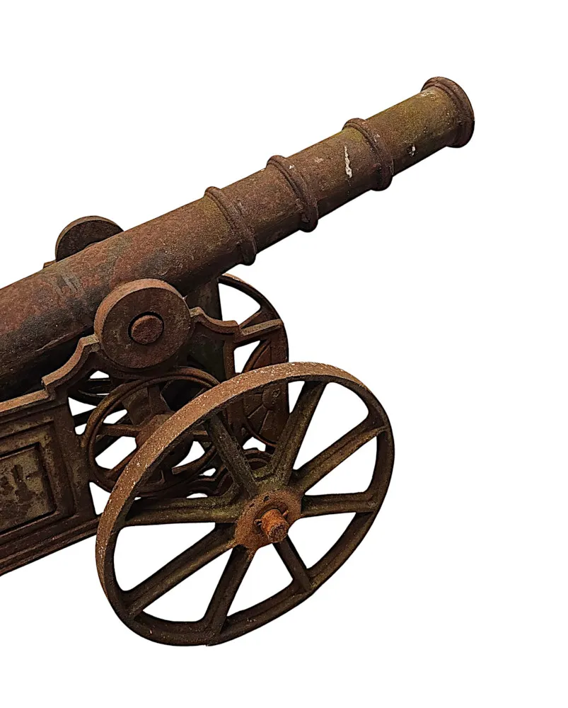 A Very Rare Pair of Mid 20th Century Heavy Cast Iron Garden Cannons